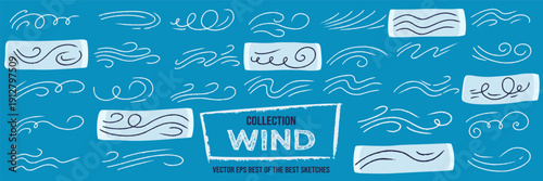 Winter air flow depicted in a wind breeze speed doodle.