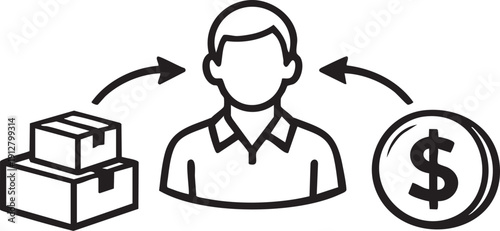 Man and woman holding bags of money cartoon illustration