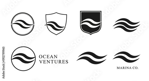 Ocean Waves Logo Collection - Nautical Symbols for Marine Business