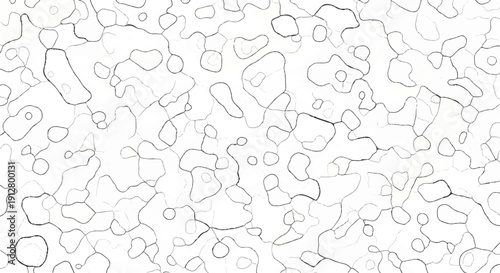 Abstract organic cell-like shapes with interconnected thin lines on white background