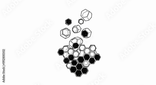 Abstract pattern of hexagonal and polyhedral shapes