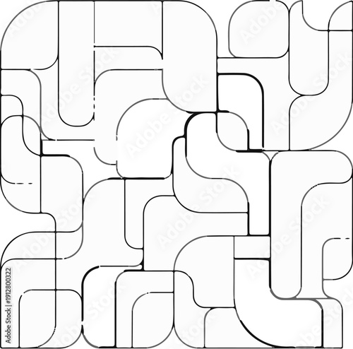 Abstract pattern of interlocking rounded shapes and lines