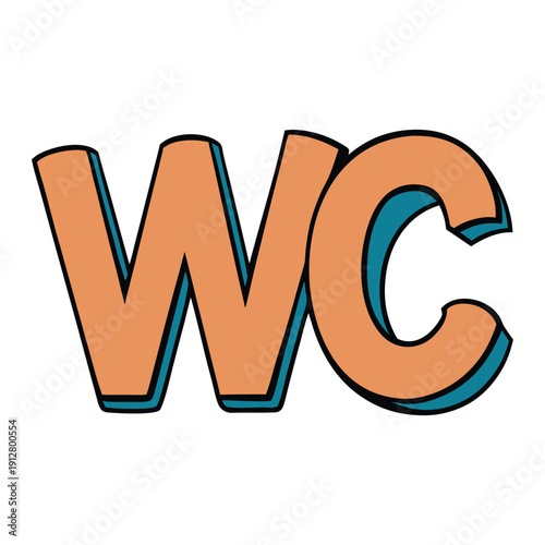 Clean and modern WC typography featuring bold letters, clear lines, and minimal design, ideal for restroom signage, icons, or print—simple, readable, and visually balanced.
