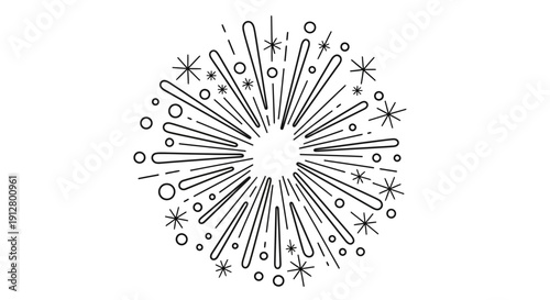 Abstract Burst of Light and Stars, Festive Sparkle Explosion, Graphic Starburst Element