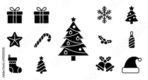 Christmas Icons Set: Festive Symbols for Holiday Design - Vector Graphics