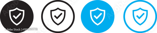 Shield Check Mark Icon, Security Shield Protection Icon with Tick Symbol Vector