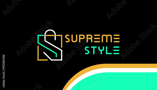 Modern Supreme Style Logo with Abstract Shopping Bag Icon and Elegant Typography for Premium Retail Branding