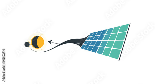 A solar panel depicts the continuous energy flow from the sun and moon illustrating day and night power generation, Generative AI.