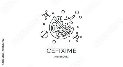 Cefixime Antibiotic Icon Illustration - Minimalist Medical Vector