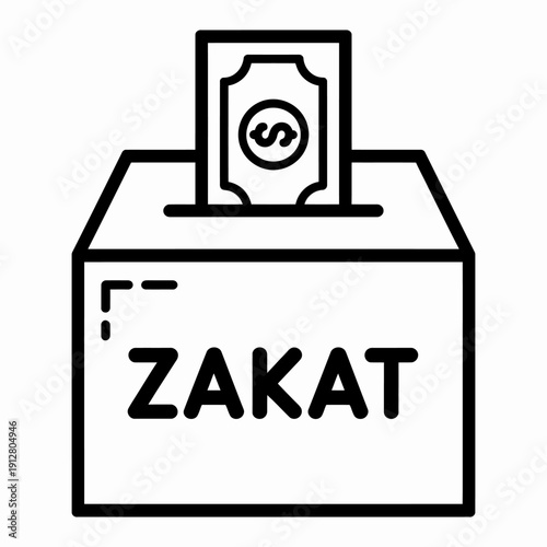 Zakat donation box with money going into it for charity