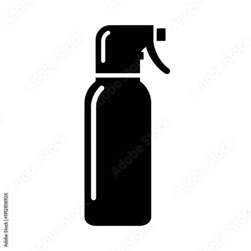 Simple black silhouette of a spray bottle likely for cleaning or gardening