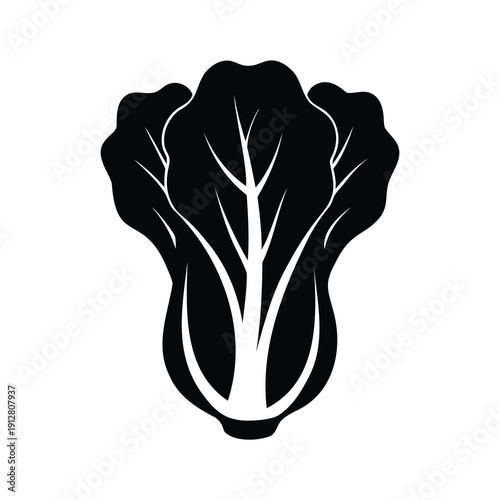 Silhouette of a leafy vegetable with intricate details in a minimalist design, perfect for various graphic projects, bok choy silhouette vector illustration