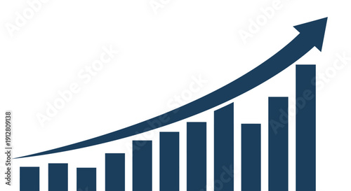 Illustration of an upward trending bar chart with a rising arrow, symbolizing growth and success in business and finance