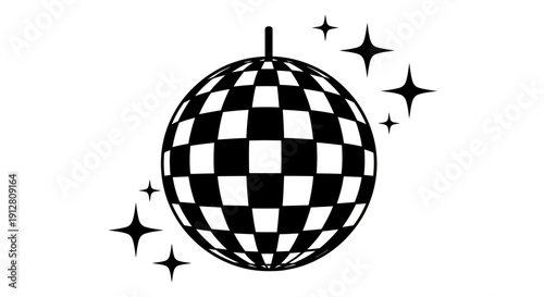 Classic illuminated party sphere with sparkling effects, a versatile vector graphic for lively music events, festive celebrations, and vibrant nightlife designs