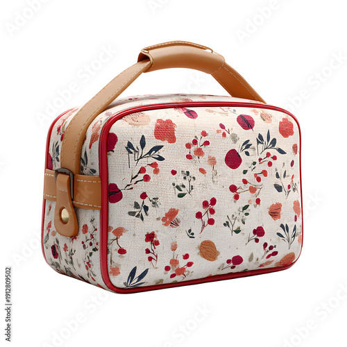 Floral patterned vanity case isolated on transparent background