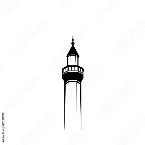 Lighthouse tower silhouette on white background black illustration vector graphic