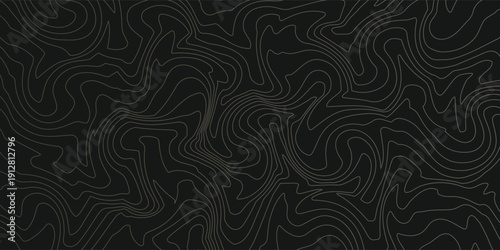 Abstract Topographic maps Pattern gold contour line Banner in texture black Background