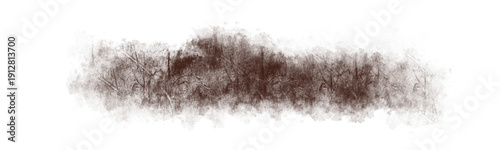 Abstract brown watercolor forest trees silhouette banner