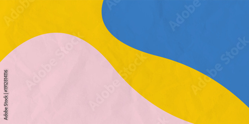 Repare concept. Tricolor blue, yellow, pink background with three colors paint cans. Flat lay, top view, copy space.