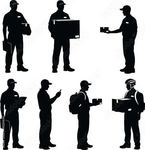 Delivery Worker Silhouette Collection Set