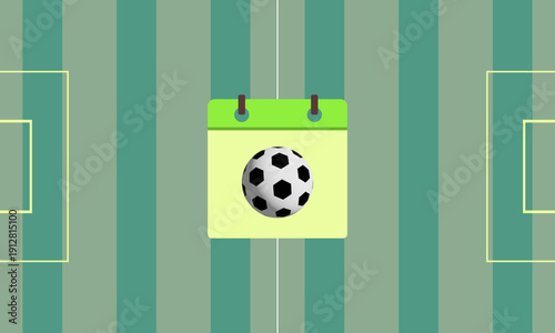 Soccer match reminder on a calendar pinned to a field