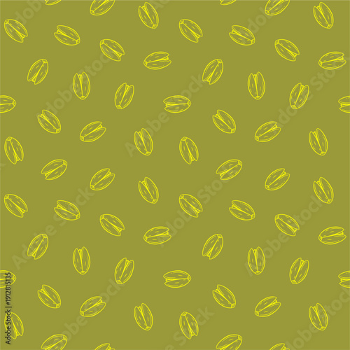 doodle pistachio pattern background for packaging. pistachio seed Seamless pattern Hand drawn sketch. Pistachio nuts pattern background. Vector doodle pistachio nuts seamless pattern background.