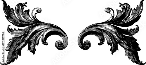 Elegant vintage corner flourish silhouette set for retro design projects