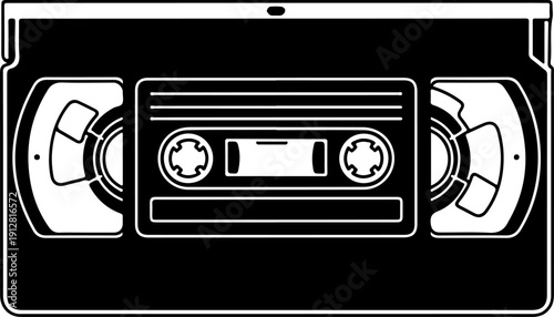 Vintage VHS Video Cassette Tape silhouette vector illustration
