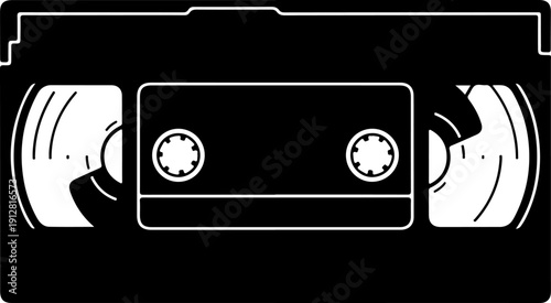 Vintage VHS Video Cassette Tape silhouette vector illustration