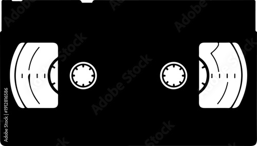 Vintage VHS Video Cassette Tape silhouette vector illustration