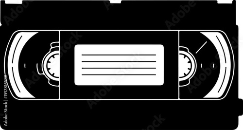 Vintage VHS Video Cassette Tape silhouette vector illustration