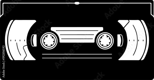 Vintage VHS Video Cassette Tape silhouette vector illustration