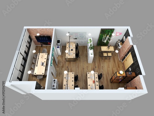 Tableau sur toile plano 3d de casa moderna de lujo ,vista cenital