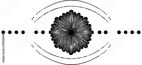 Vintage engraved illustration of horizontal dividers and rosette design for decorative use