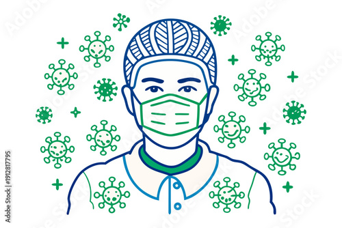 Medical Doctor Wearing Face Mask – Healthcare Protection Vector Illustration.