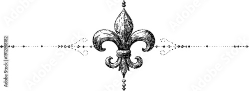 Ornamental divider with fleur de lis - decorative design element for vintage projects