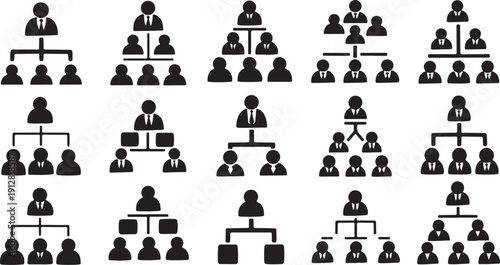 Organizational Chart Icons for Business and Team Management Systems