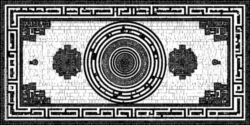 Roman mosaic pavement border design – vintage engraving for historical decor