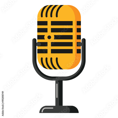 Retro Microphone Illustration: A vintage microphone design, captured in vibrant colors, symbolizing broadcasting, music, or podcasting with a touch of nostalgia.