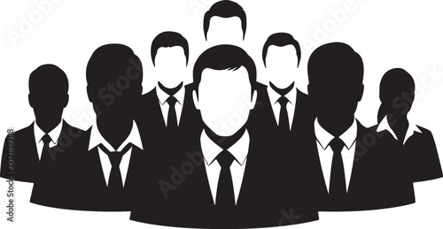 Group of Businessmen in Suits and Ties Silhouette Illustration