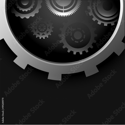 Dark Mechanical Gears Background – Industrial Cogwheel Technology Abstract Design