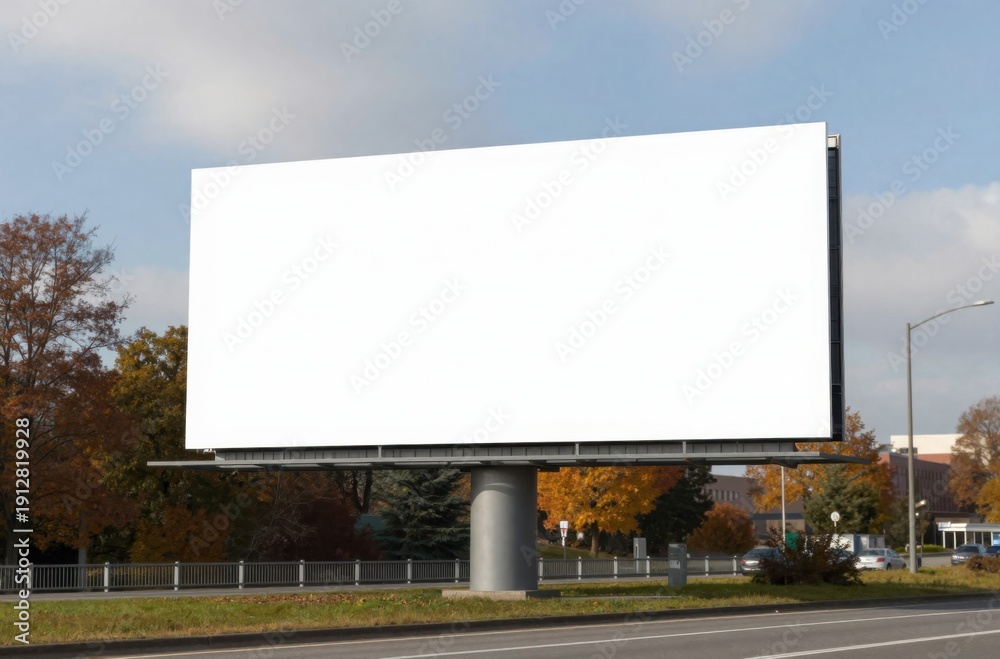 Fototapeta premium Billboard Mockup on a Highway with Clear Sky for Advertising and Marketing Campaigns