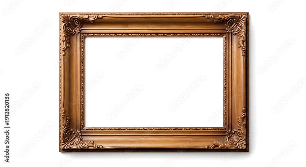Fototapeta premium Elegant gold ornate empty picture frame isolated on transparent background