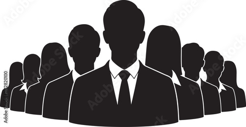 Businessman standing out from a crowd of people silhouettes