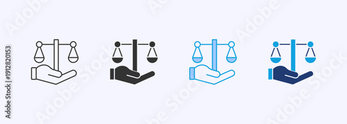 Justice Icon Set Multiple Style Collection Vector Illustration
