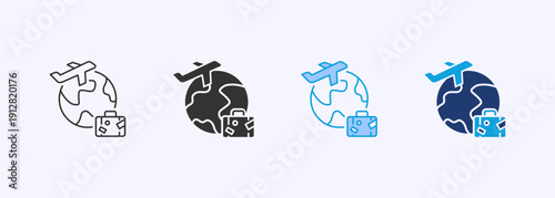 Tourism Icon Set Multiple Style Collection Vector Illustration