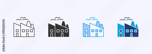 Industry Icon Set Multiple Style Collection Vector Illustration