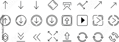 Collection of various directional arrows and symbols
