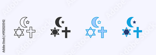 Religion Icon Set Multiple Style Collection Vector Illustration