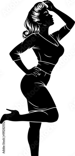 Seductive Pinup Woman silhouette vector illustration